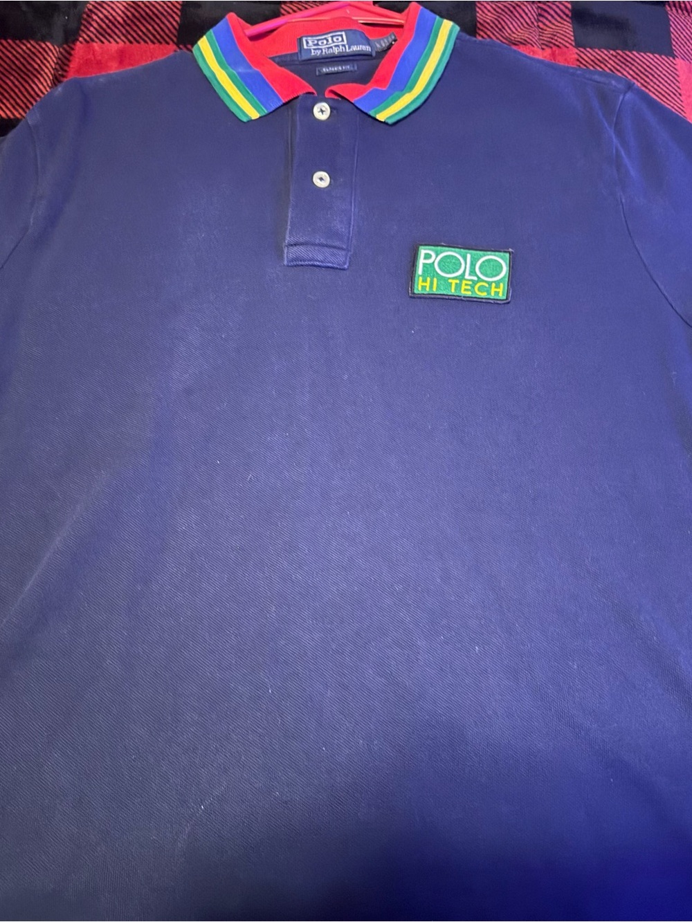 Polo by Ralph Lauren Navy Polo with Rainbow Trim Collar